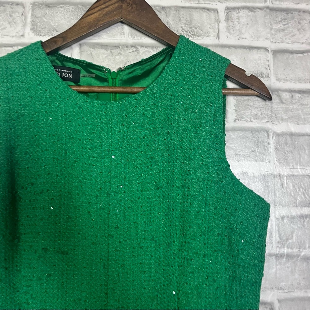 Teri Jon by Rikki Freeman Bright Emerald Jewel Green Front Slit Event Midi Dress